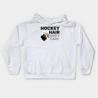 Hockey Hair Don't Care Black Hair Kids Hoodie